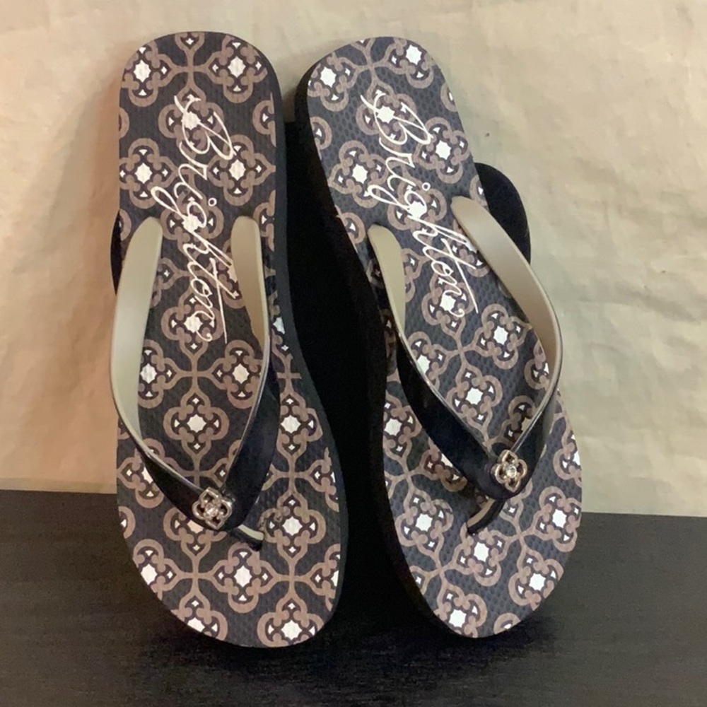 Brighton Black and Brown Patterned Sandals